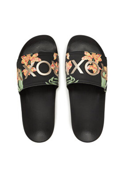 Roxy Γυναικείες σαγιονάρες μαύρες ROXY-ARJL100679 0BG ΜΑΥΡΟ/ΠΡΑΣΙΝΟ ΣΧΕΔΙΟ