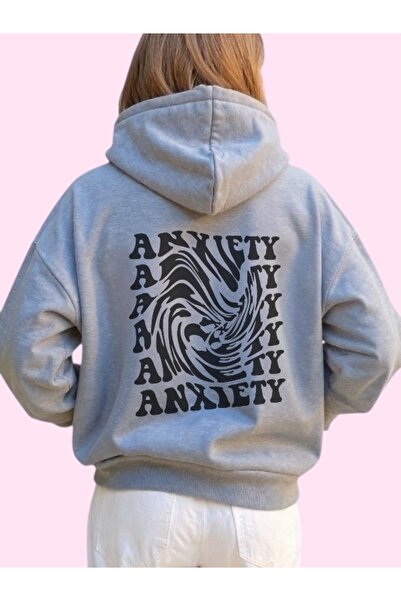 ArtYus Unisex Anxiety Colorful Custom Printed Cotton Oversize Hooded Sweatshirt