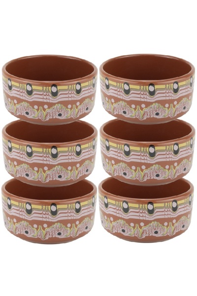 Culinaro Set 6 boluri desert ceramica stil traditional 11cm,cu decor