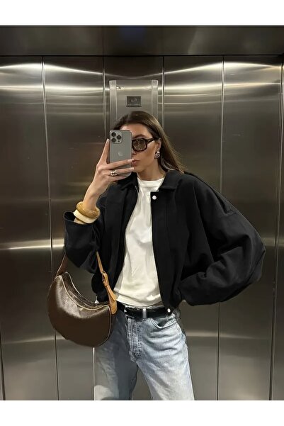 Ekim Store Jachetă bomber oversize din piele intoarsa