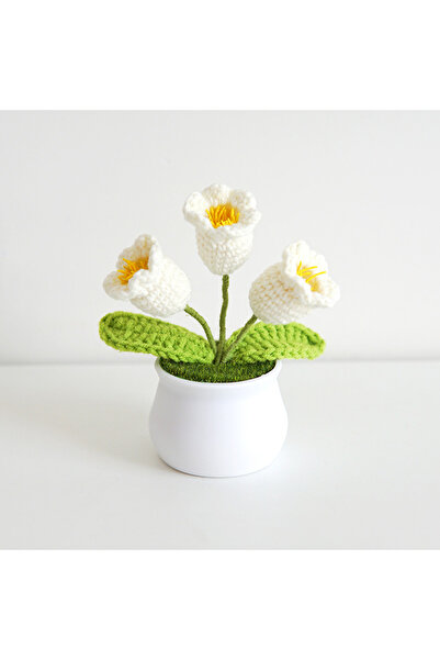 Choice باقة زهور زنبق الوادي الاصطناعية المنسوجة يدويًا والمزروعة في أصيص بال...