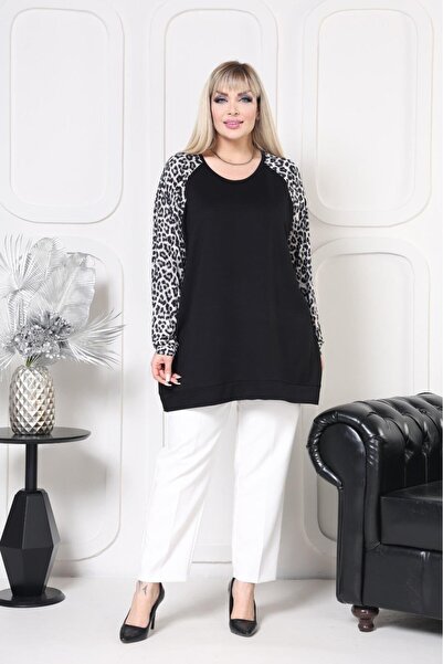 EMEZ Blouse with Leopard Print Sleeves