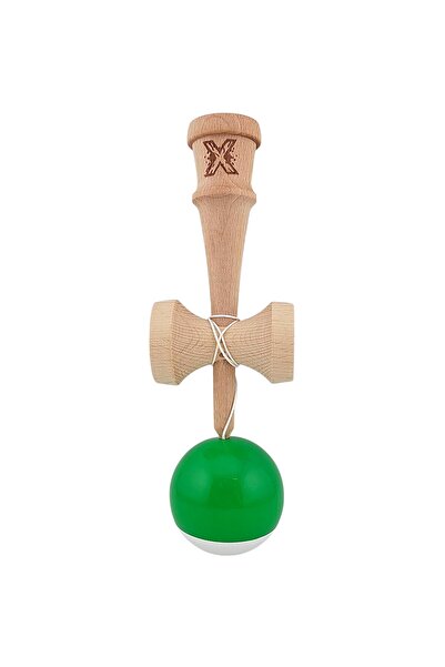 Kendama USA Kendama X Originala, Profesionala, Flippy, Jucărie din lemn super lipicioasă, 18 cm, Verde Alb