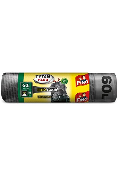 Fino Saci menajeri / gunoi Tytan Flex, ultra elastici, gri metalizat, 60 L, 10 buc