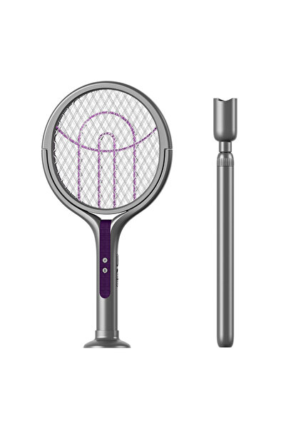 APWIKOGER مضرب حشرات دوار طويل الرأس قابل لإعادة الشحن، قاتل ذباب 2 في 1 وطار...