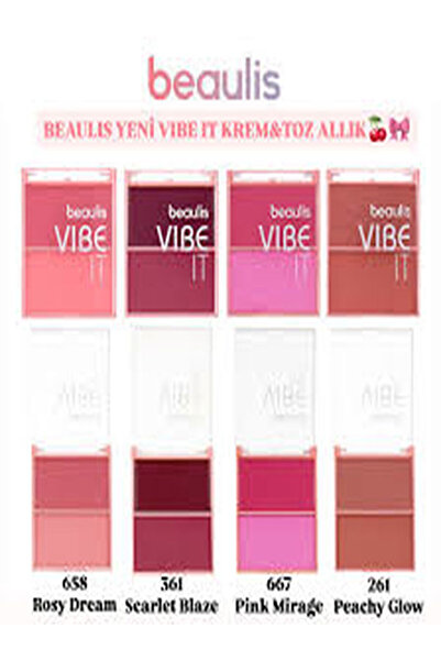 beaulis Vibe It Krem & Toz Allık Krem kısmıyla yoğunluk, toz kısmıyla yumuşak bir geçiş sağlar