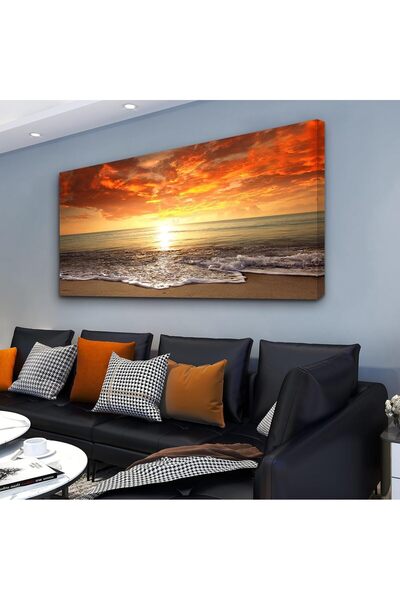 Emoda home Trove لوحة فنية جدارية من قماش ALAYRA - 60 × 120 سم منظر غروب الشم...