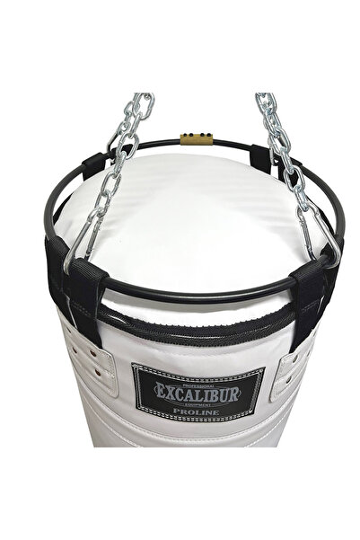 Excalibur Proline Steel Salon Tipi Profesyonel Çemberli Boks Torbası 180 x 40 Beyaz