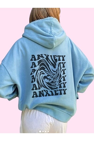 ArtYus Unisex Anxiety Colorful Custom Printed Cotton Oversize Hooded Sweatshirt