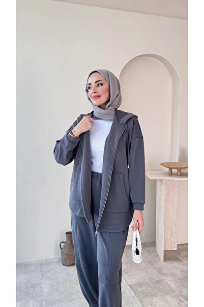 DEFNECE BUTİK Wrist Elastic Sports Suit - Gray