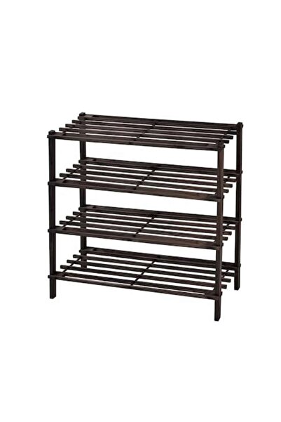 OEM Pantofar din lemn cu 4 rafturi, negru, 63x67x26 cm