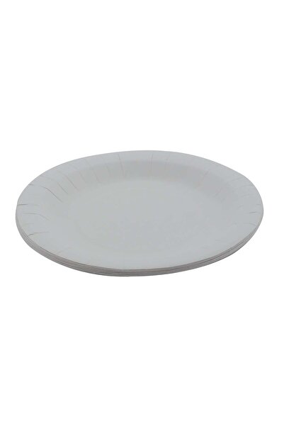 SHOPIENS Farfurii rotunde din carton, nelaminate, albe, D 23 cm, set de 10