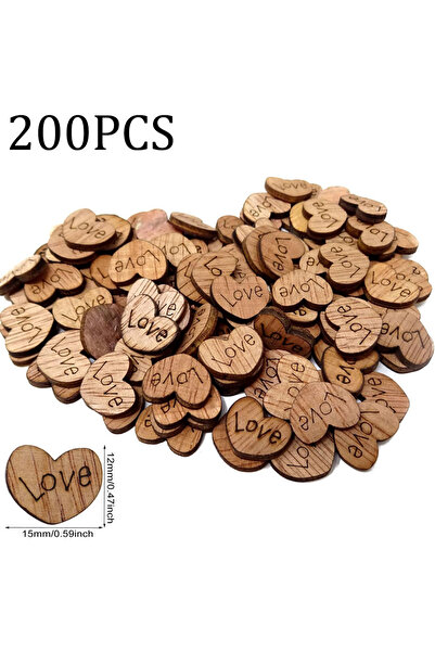 Choice 200 قطعة 100/200 قطعة قلب حب خشبي ريفي على شكل قلب خشبي محفور عليه قلو...