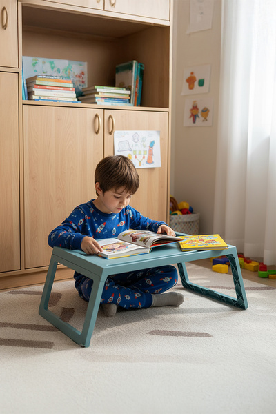 EVLE Folding Laptop Stand over Bed Sofa Work and Breakfast Table'Baby Blue'