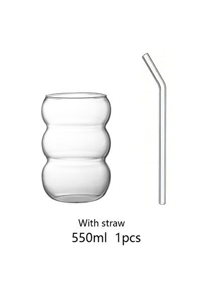 choice2 350-550ml 550ml with straw 350/550ml Transparent Glass Cup Cold Coffe...