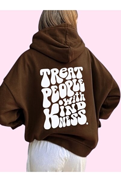 ArtYus Unisex Treat People Colorful Custom Printed Cotton Oversize Hooded Sweatshirt