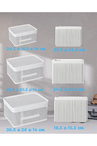 Textia Home 6-Piece Baby Hospital Discharge & In-Cabinet Organizer, Suitcase Organizer Set/ Striped