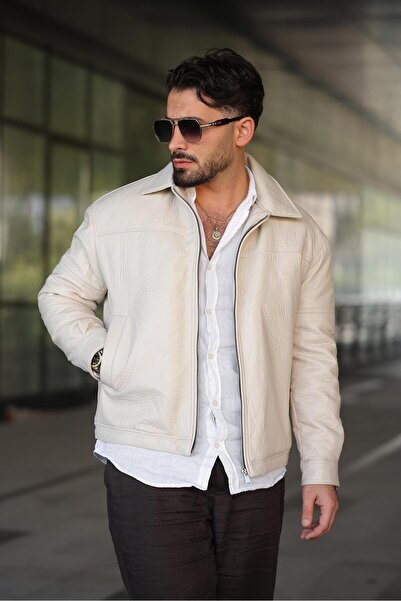 RHONES معطف جلدي مبطن من الداخل للرجال