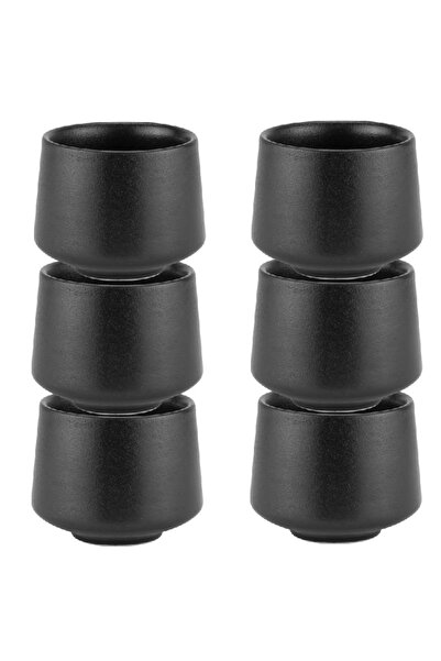 Culinaro Σετ 6 κεραμικών μπολ ραμεκίν Atlas Black 7cm, 190ml