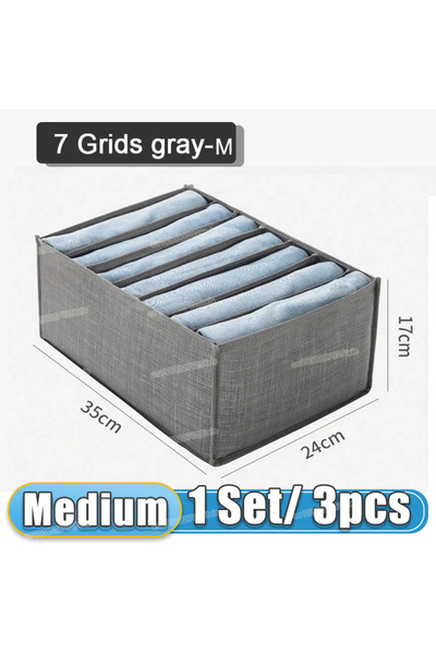 Choice 3pcs-7 Grids gray-M Clothes Storage Box Underwear Bra Organizer Storag...