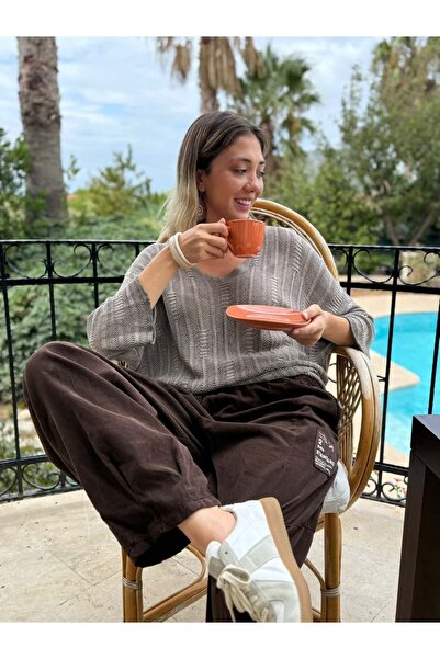 Punta Otantik LS8713 Πλεκτό πουλόβερ με ιταλικό σχέδιο με ρίγες βιζόν