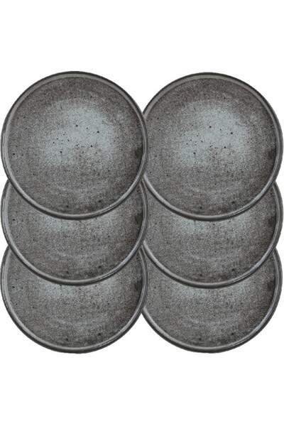 Culinaro Set 6 Farfurie intinsa ceramica cu margine HOME, D27cm, gri