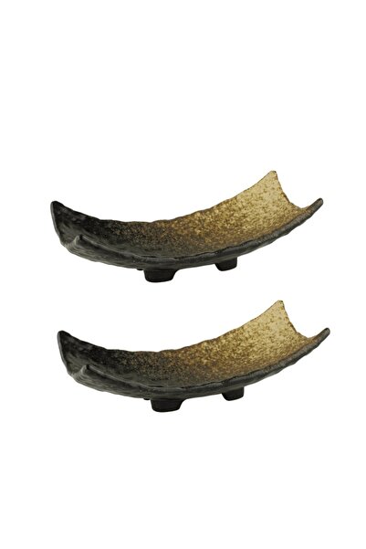 Culinaro Set of 2 Ceramic plates with support legs Ember 27x11cm