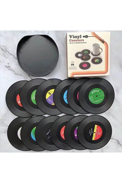 Choice مجموعة من 12 قطعة من 6/12 قطعة من قواعد أكواب عتيقة ملونة على شكل قرص ...