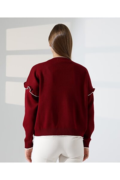 MODA Bow Detailed Ruffled Knitwear Skirt Top Crop Cardigan