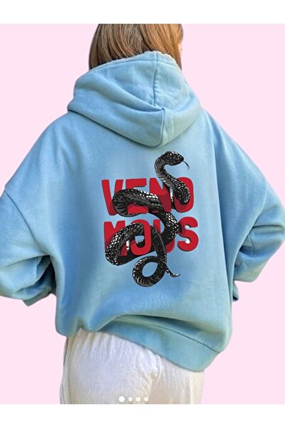 ArtYus سويت شيرت بقلنسوة كبير الحجم من القطن مطبوع عليه ألوان ثعبان فينو موس ...