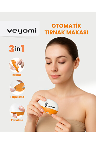 Veyomi W-201D 3 in 1 - Otomatik Şarjlı Tırnak Makası ve Manikür Cihazı Elektrikli Tırnak Makası