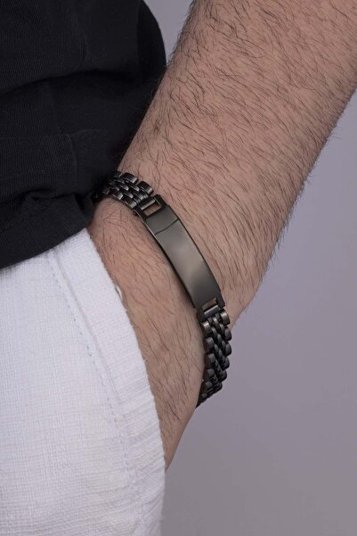 Gümüş Pazarım Classic Model Black Steel Men's Bracelet