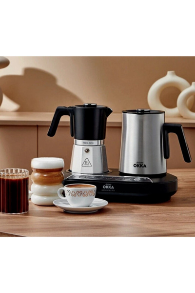 Arzum Okka ماكينة صنع القهوة التركية الأوتوماتيكية 2 في 1 مع وعاء موكا