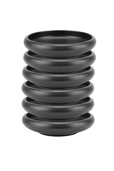 Culinaro Set 6 farfurii adanci din ceramica Atlas Black 15cm