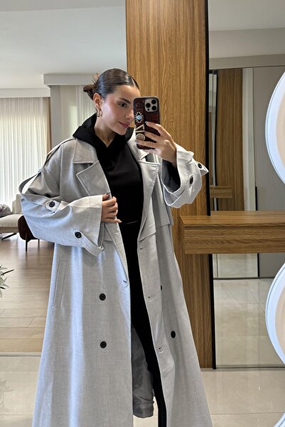 FMN Moda oversize bol kesim tasarım marka muadil büyük beden uyumlu tesettür uygun premium astarlı trençkot