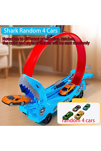 Choice لعبة قطار سكة حديد منزلقة على شكل سمكة قرش زرقاء مكونة من 4 سيارات، مر...