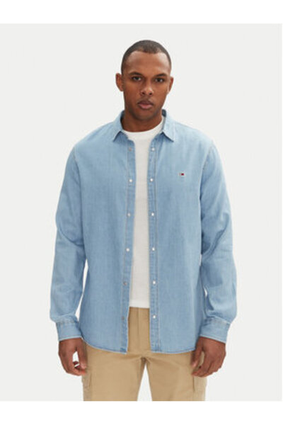 Tommy Jeans Cămașă din denim pentru bărbați DM0DM21146 Albastră