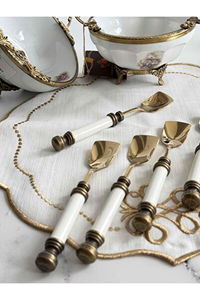 ROY KING Antique Matte Gold Ice Cream Spoon Set of 6