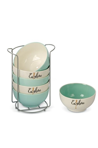 Bien Servi طقم أوعية استكشاف 6 قطع مع حامل من بيان سيرفي، متعدد الألوان