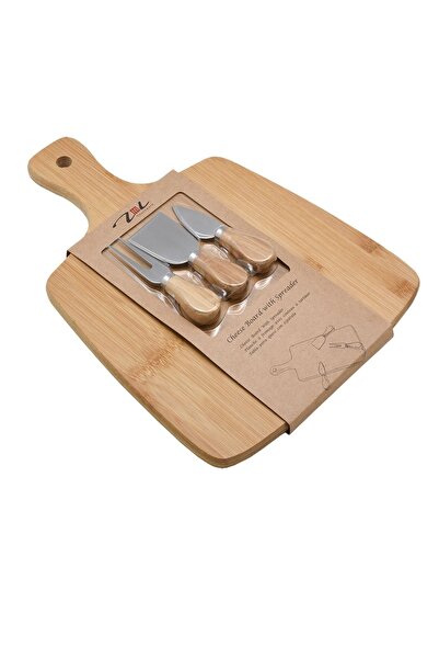 Bien Servi لوح جبن مستطيل من الخيزران مع مفرشة بني 38 × 28 سم