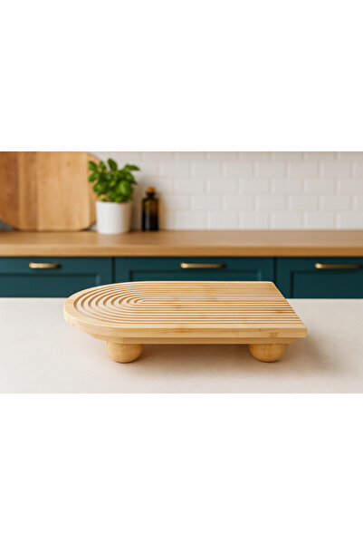 ERKUGO Bamboo Decorative Top Pedestal Presentation Plate, Serving Plate, (23 X 33 cm)
