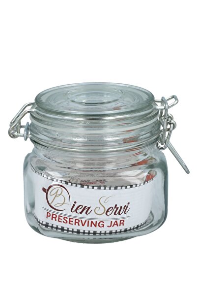 Bien Servi وعاء حفظ بمشبك ستانلس ستيل شفاف سعة 0.5 لتر