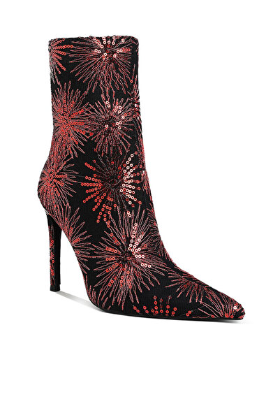 london Rag Women Sequin Embellished Stiletto Boots in Red