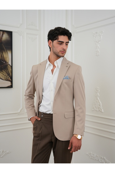 LONATOLİA Premium Italian Style Slim Fit Men's Punto Stitched Half Lined Jack...