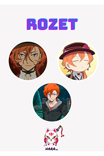 Hara Company Bungou Stray Dogs Animesi Chuya Anime Rozet Seti 3’lü