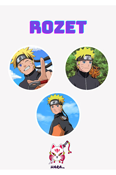 Hara Company Naruto Animesi Naruto Uzumaki Anime Rozet Seti 3’lü