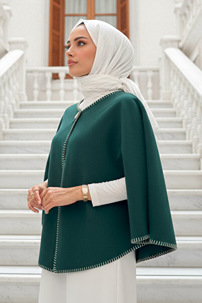 Genel Markalar Tek Düğmeli Kaşe Panço 0018 - ZÜMRÜT YEŞİLİ