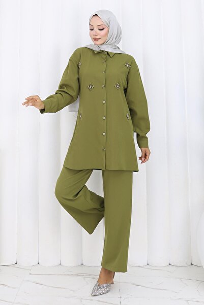 Modamihram Мінімалістичний комплект з камінцями Хакі 19367