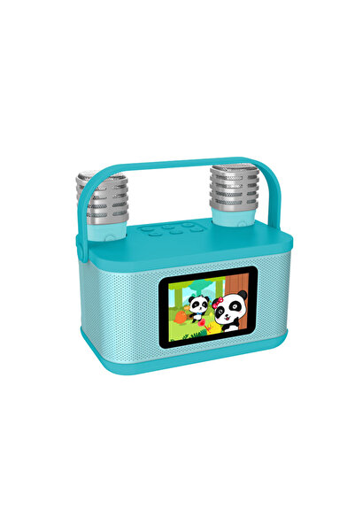 OEM Microfon Karaoke Portabil Bluetooth cu Boxă Integrată și Lumini LED, albastru