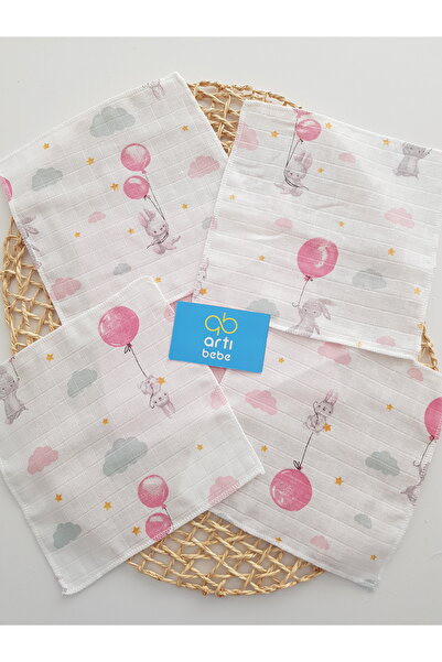 artıbebe Balloon Rabbit 7-Pack Muslin Mouth Cloth 100% Cotton Soft Absorbent | Newborn Mouth Wipes